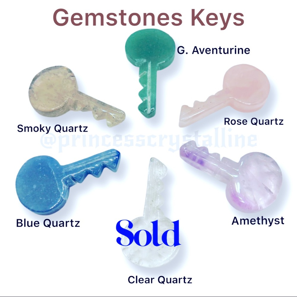 Crystal Gemstones Keys Cabochons-Crystal Healing, Spiritual- Deco Carvings